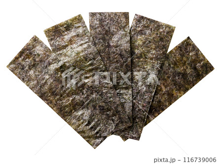Nori sheets for sushi close-up on white background. 116739006