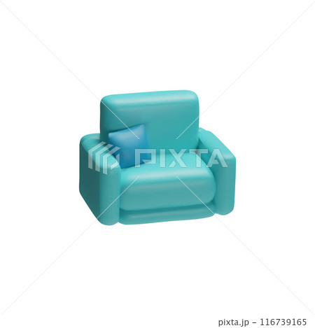 Blue armchair 3d icon vector illustration with cushion Blue armchair 3d icon vector illustration with cushion 116739165