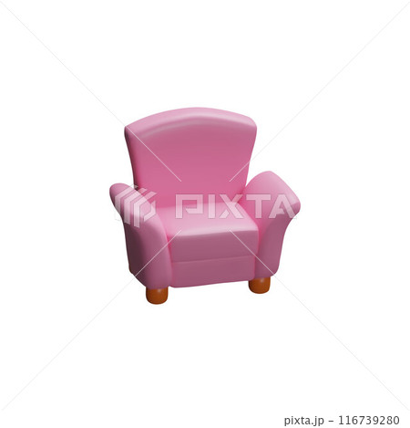 Vector design of pink chair. 3D illustration on isolated background. 116739280