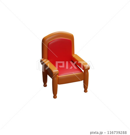 Wooden armchair with red cushions 3d icon vector illustration Wooden armchair with red cushions 3d icon vector illustration 116739288