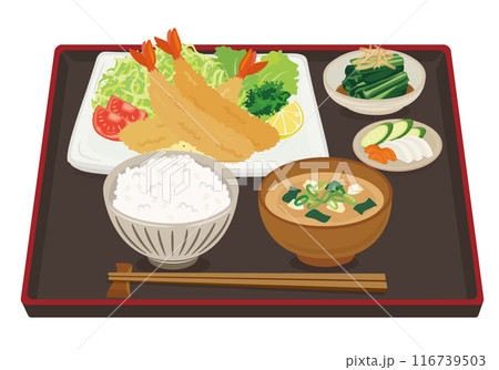 食事　エビフライ定食（盆あり） 116739503