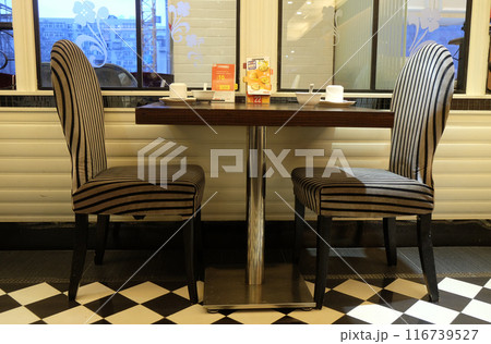 Dinning table and chairs in restaurant, Beijing, China 116739527