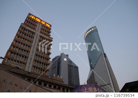 Financial towers in the Pudong east side of Shanghai, China 116739534