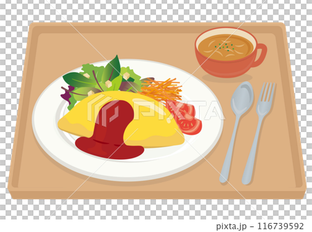 洋食_オムライス（スープセット）トレイあり 116739592
