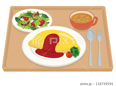 洋食_オムライス(ランチセット)トレイあり 洋食_オムライス(ランチセット)トレイあり 116739594