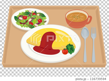洋食_オムライス(ランチセット)トレイあり 洋食_オムライス(ランチセット)トレイあり 116739594