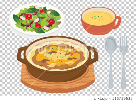 Western food_Doria (lunch set) background white Western food_Doria (lunch set) background white 116739633