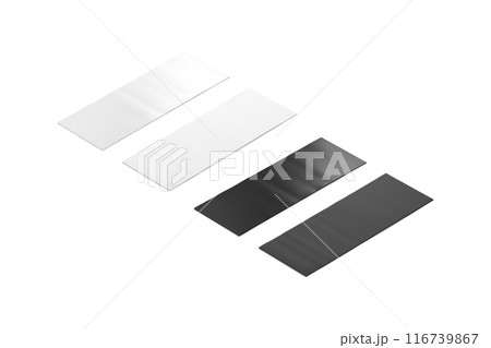 Blank black and white yoga mat mockup, lying side view 116739867