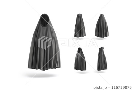 Blank black female chador mockup, different views 116739879