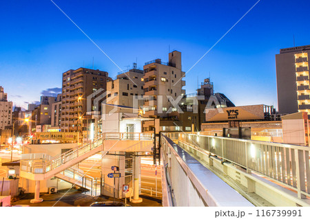 東京下谷、歩道橋の夕暮れ 116739991