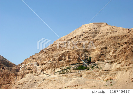 Mount of Temptation near the city of Jericho, Jordan Valley, West Bank, Palestine, Israel 116740417