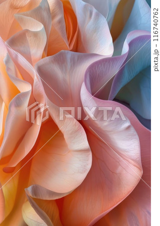 CloseUp of Soft Pastel Flowers with Gentle Petals and Delicate Hues in Natural Light 116740762