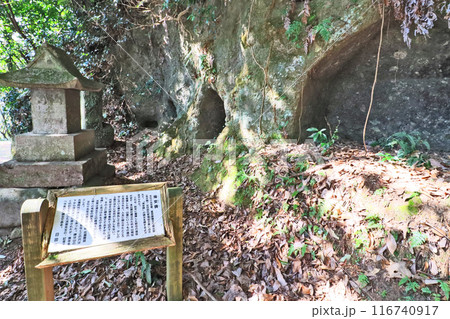 大分県日田市の月隈公園にある横穴墓群と帰安碑 大分県日田市の月隈公園にある横穴墓群と帰安碑 116740917