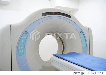 MRI apparatus in the clinic in the middle of the room MRI apparatus in the clinic in the middle of the room 116741441