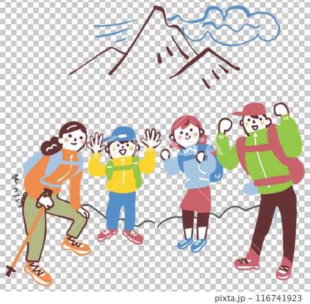 山頂合影，遠眺山脈 庫存插畫素材 116741923