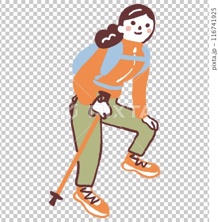 登山中的年輕女子山女孩庫存插畫素材 116741925