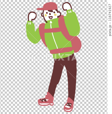 Young man climbing mountain girl stock illustration material 116741927
