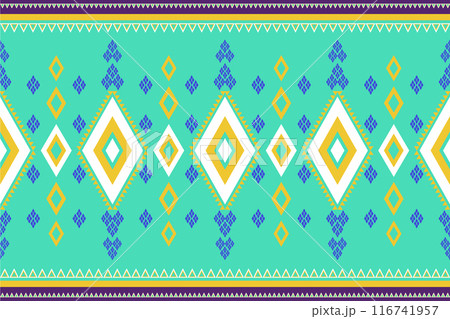 Abstract geometric ethnic seamless pattern. Geometric ethnic pattern fabric style. Geometric ethnic pattern design for clothing, textile, wrapping, background, wallpaper, carpet, embroidery Abstract geometric ethnic seamless pattern. Geometric ethnic pattern fabric style. Geometric ethnic pattern design for clothing, textile, wrapping, background, wallpaper, carpet, embroidery 116741957