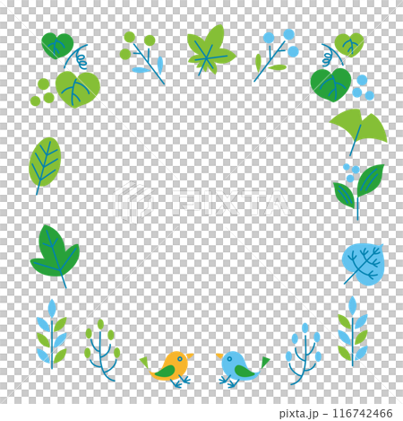 優しい葉っぱと小鳥のフレームB　正方形 116742466