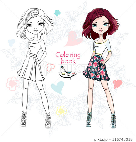 Fashion Coloring Book Page 22 - Girl in Floral Skirt Fashion Coloring Book Page 22 - Girl in Floral Skirt 116743019