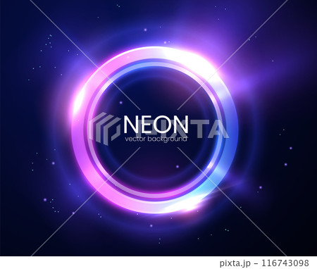 Neon circle frame on dark background vector illustration 116743098