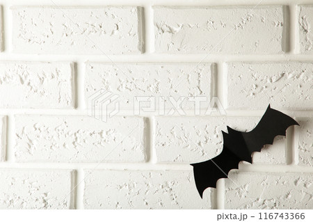 Halloween paper bat on white background. Halloween concept. 116743366