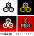直江兼続家紋 三つ盛亀甲に三つ葉 116743369