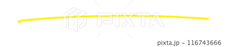 ラフな手書きの1本のライン - シンプルでおしゃれな黄色い線･アンダーラインの素材 116743666