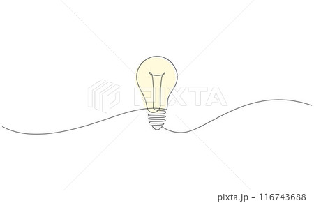 Light bulb drawn by one continuous line. Electricity consumption concept. Single line vector illustration. Editable stroke. Light bulb drawn by one continuous line. Electricity consumption concept. Single line vector illustration. Editable stroke. 116743688
