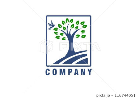 Trees and Birds with Green and Blue Color Scheme Logo vector design 116744051