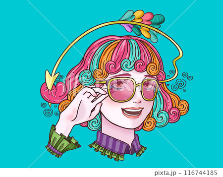 失恋した女の子　水色背景 116744185