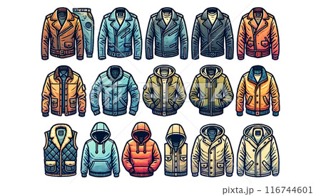 スタイリッシュな冬のジャケットとコートのコレクション スタイリッシュな冬のジャケットとコートのコレクション 116744601