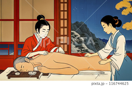 Engraving about the work of doctors of traditional Chinese medicine Engraving about the work of doctors of traditional Chinese medicine 116744625