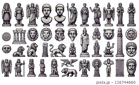 古代の彫像と彫刻のイラストコレクション 古代の彫像と彫刻のイラストコレクション 116744660