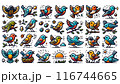さまざまなポーズと色の鳥のイラストコレクション 116744665