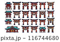 日本の神社のさまざまな鳥居のイラストコレクション 116744680