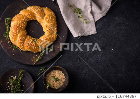 Traditional Turkish bagel simit with sesame 116744867