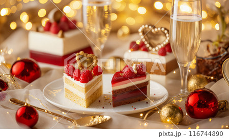 Festive Dessert Table With wine Festive Dessert Table With wine 116744890