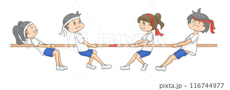 綱引きをする子供たち 綱引きをする子供たち 116744977