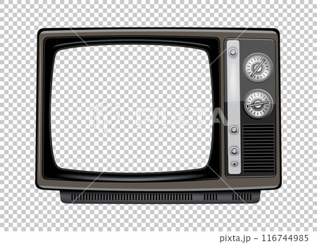Vector retro television mock up isolate on transparent grid Vector retro television mock up isolate on transparent grid 116744985