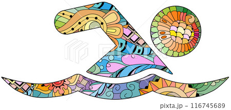Icon SWIMMING in the style of abstract hand drawing. Icon SWIMMING in the style of abstract hand drawing. 116745689