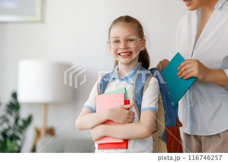Happy family preparing for school Happy family preparing for school 116746257