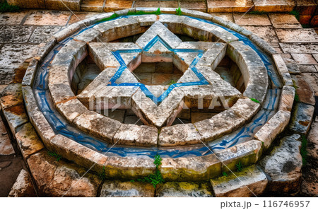 Jewish Star Engraved on Stone 116746957