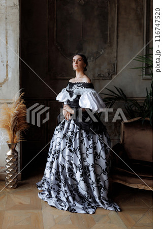 Elegant Baroque Lady in Lavish Lace Gown Elegant Baroque Lady in Lavish Lace Gown 116747520