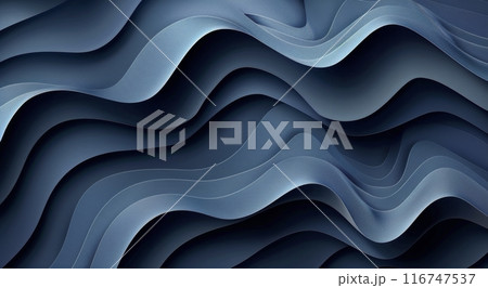 Abstract Blue Paper Wave Pattern 116747537