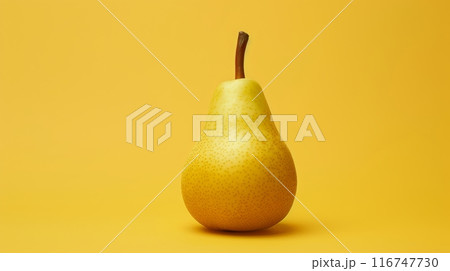 Fresh pear on yellow background, minimalist food concept 116747730