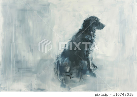 A painting of a wolf with a blue face 116748019