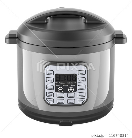 Smart Automatic Multicooker, front view. 3D rendering 116748814