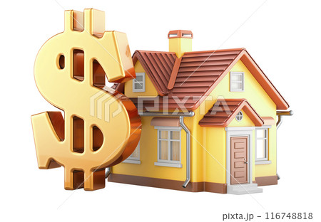 House with dollar symbol. 3D rendering 116748818