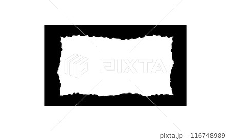 Rectangular gradient frame with torn inner borders for photo . Torn paper frame for design . Vector illustration. 116748989